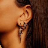 Alligator Twist Pop Art 18K Guld Ørering m. Tsavorit & Diamanter