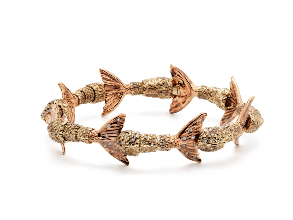 Mermaid Tails 18K Guld & Rosaguld Armbånd m. Diamanter