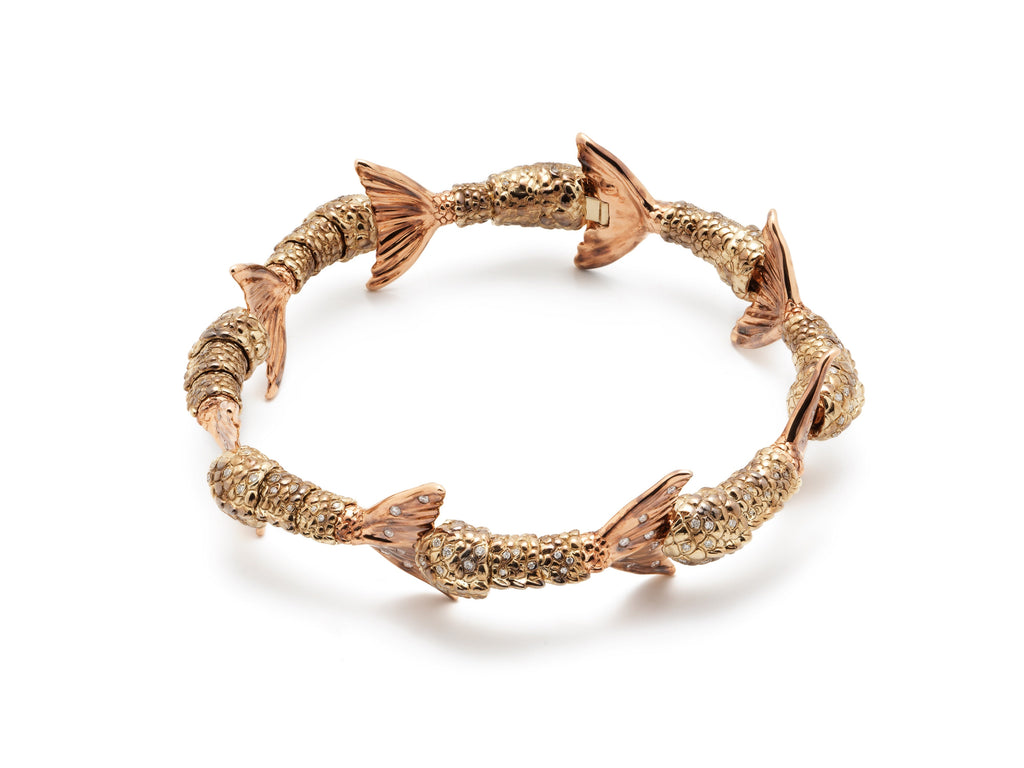 Mermaid Tails 18K Guld & Rosaguld Armbånd m. Diamanter