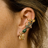 Alligator Twist 18K Guld Ørering m. Tsavorit