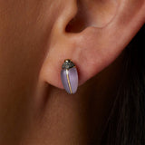 Mini Scarab 18K Gold & Silber Stud w. Amethyst & Diamonds