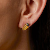 Mini Scarab 18K Gold & Silber Stud w. Citrin