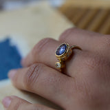 Cocktail 18K & 22K Gold Ring w. Sapphire & Diamond