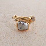 Seafire 18K & 22K Guld Ring m. Perle & Diamant