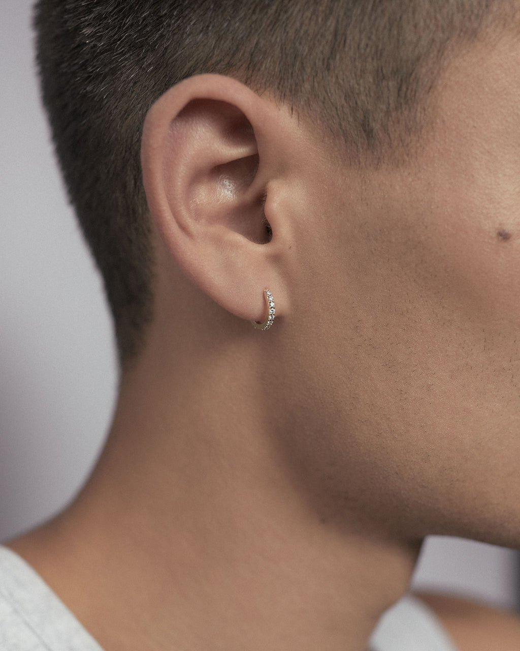 Bovary 10 14K Gold Huggie w. Lab-Grown Diamonds