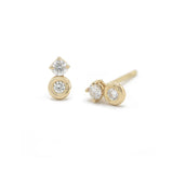Bubble 14K Gold Studs w. Diamonds