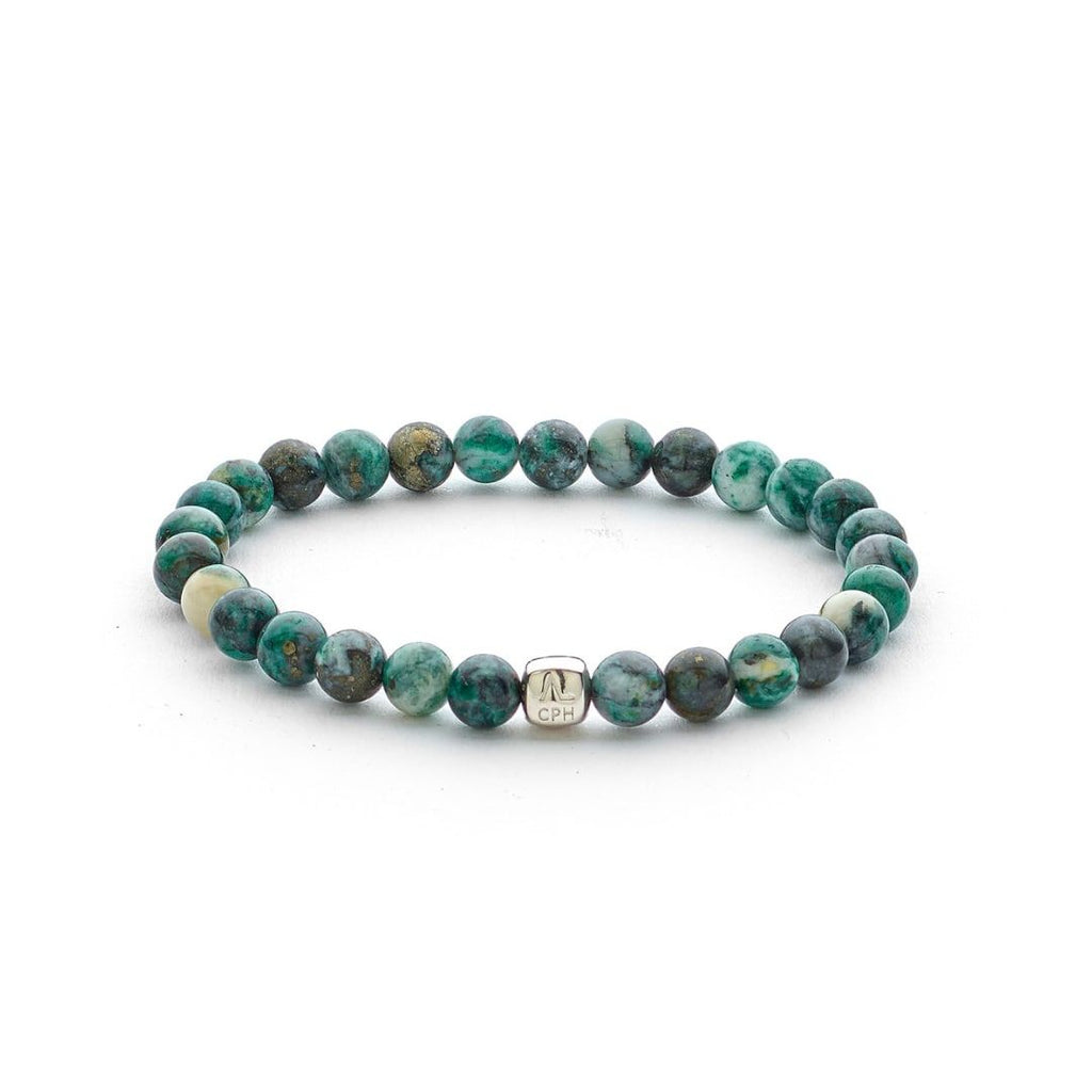 ColorUp Dioptase 6mm Silver Bracelet