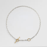 T - Chain 18K Gold & Silver Necklace 44cm
