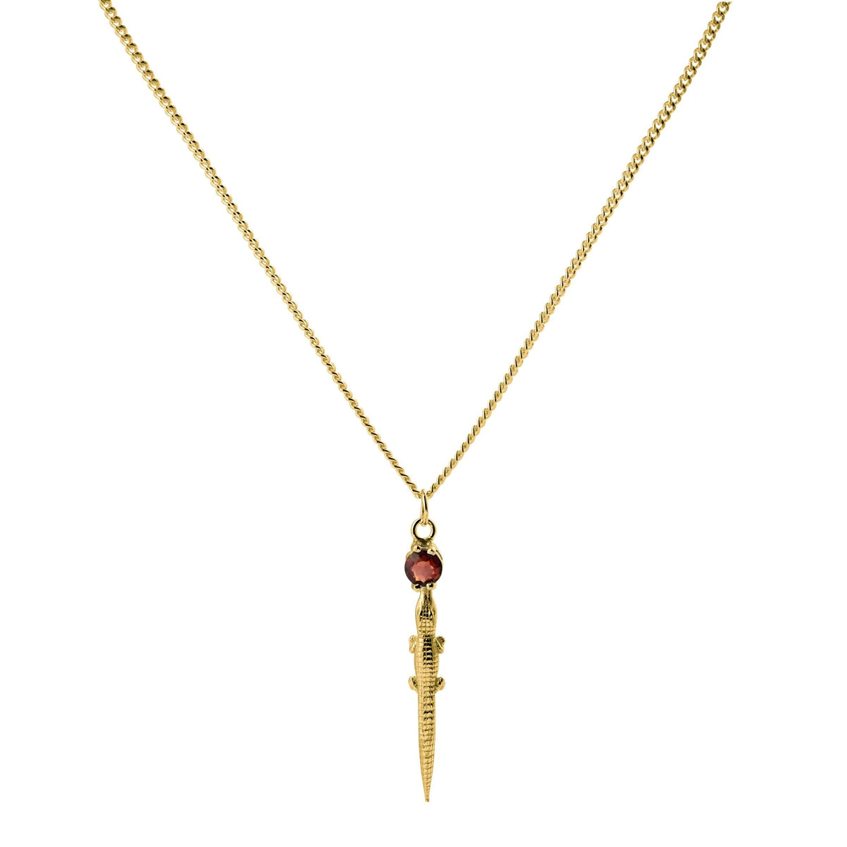 Alligator Gold Plated Necklace w. Upcycled Garnet
