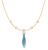 Young Fish 18K Gold Pendant w. Aquamarine Fish