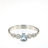 Bubble 18K White Gold Ring w. Diamonds & Light Blue Aquamarine
