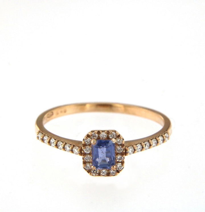Candy 18K Roségolden Ring w. Diamanten & Blue Saphir