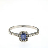 Candy 18K White Gold Ring w. Diamonds & Blue Sapphire