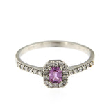 Candy 18K White Gold Ring w. Diamonds & Pink Sapphire