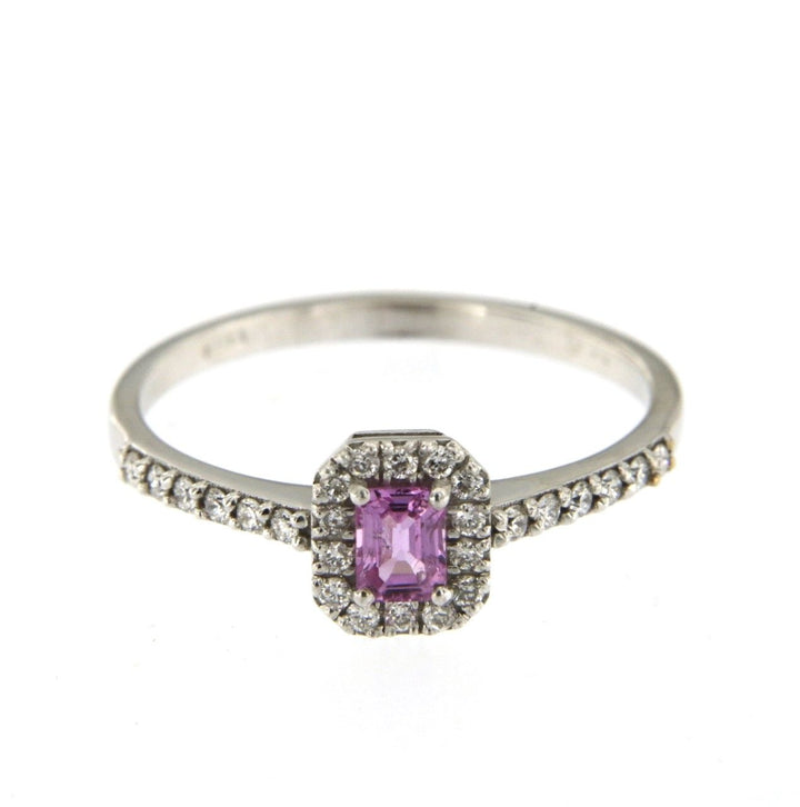Candy 18k Weißgoldring w. Diamanten & Pink Saphir