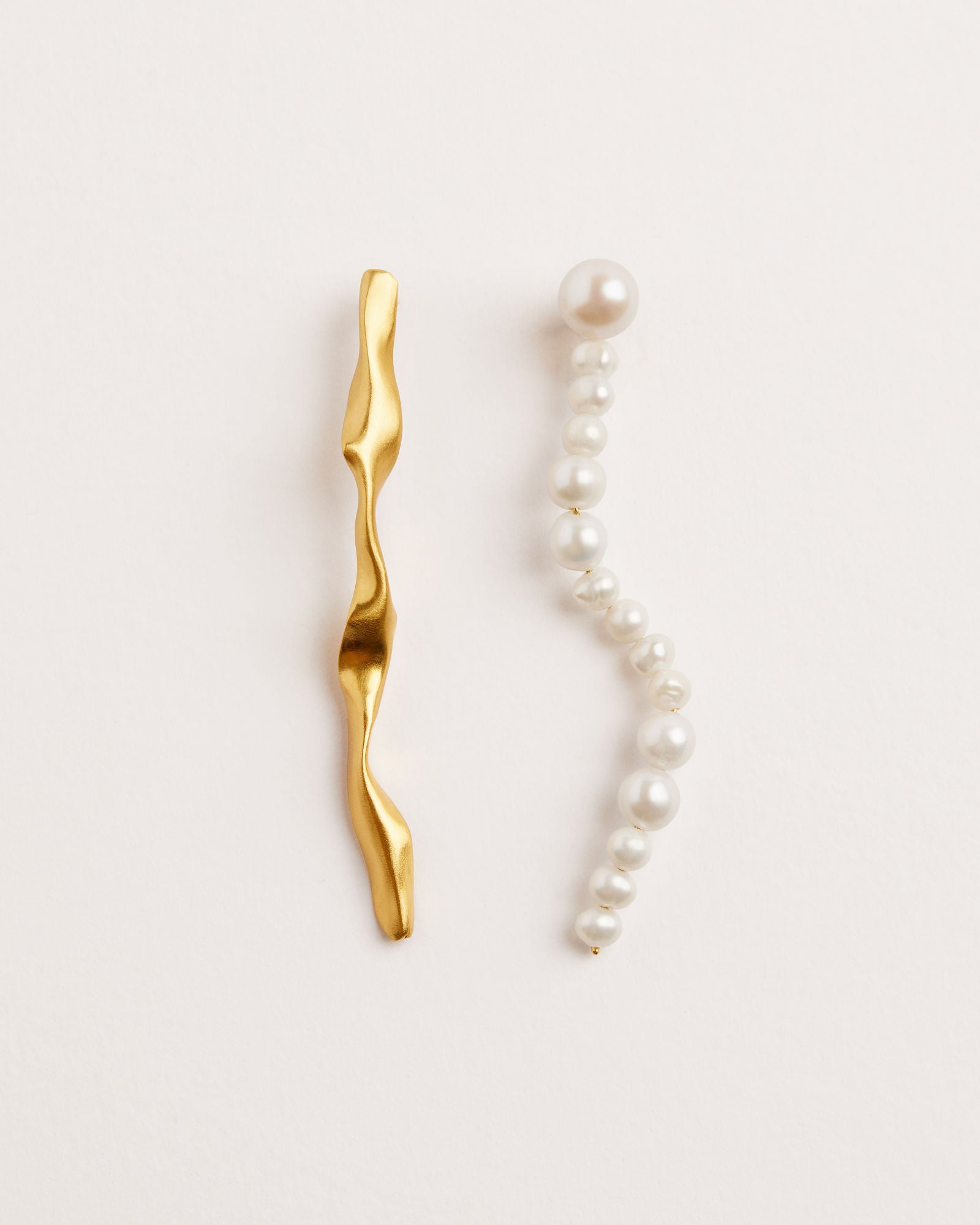 Trama Gold Plated Earrings w. Freshwater Pearls