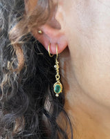Spiral 18K & 22K Gold Earrings w. Emerald & Diamond
