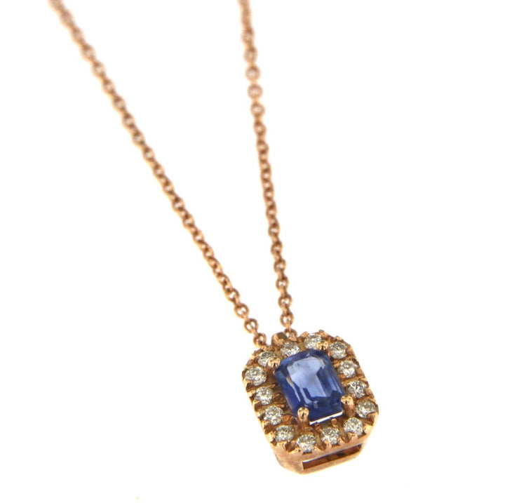 Candy 18K Roségold Halskette w. Diamanten & Blue Saphir