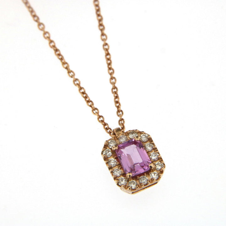 Candy 18K Roségold Halskette w. Diamanten & Pink Saphir