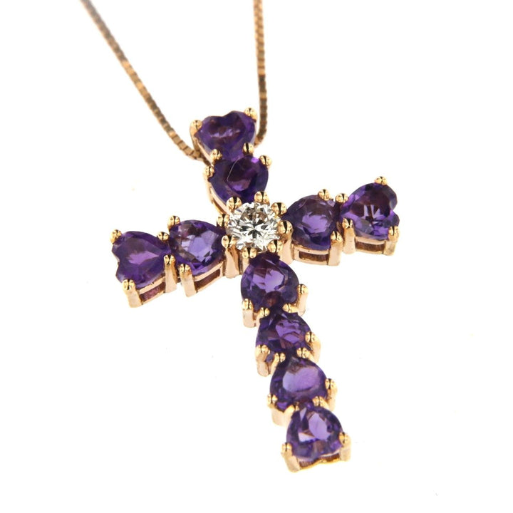 Herz 18K Roségold Halskette w. Diamond & Amethyst
