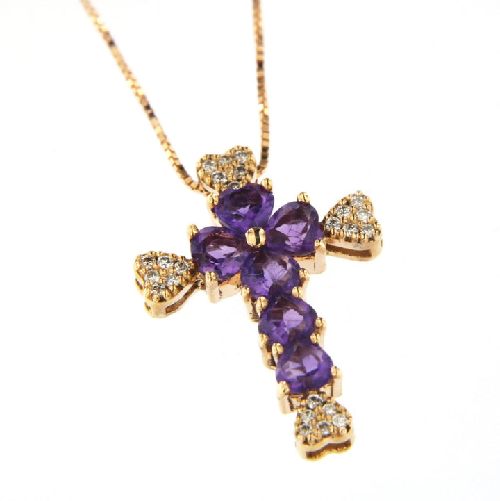 Herz 18K Roségold Halskette w. Diamanten & Amethyst