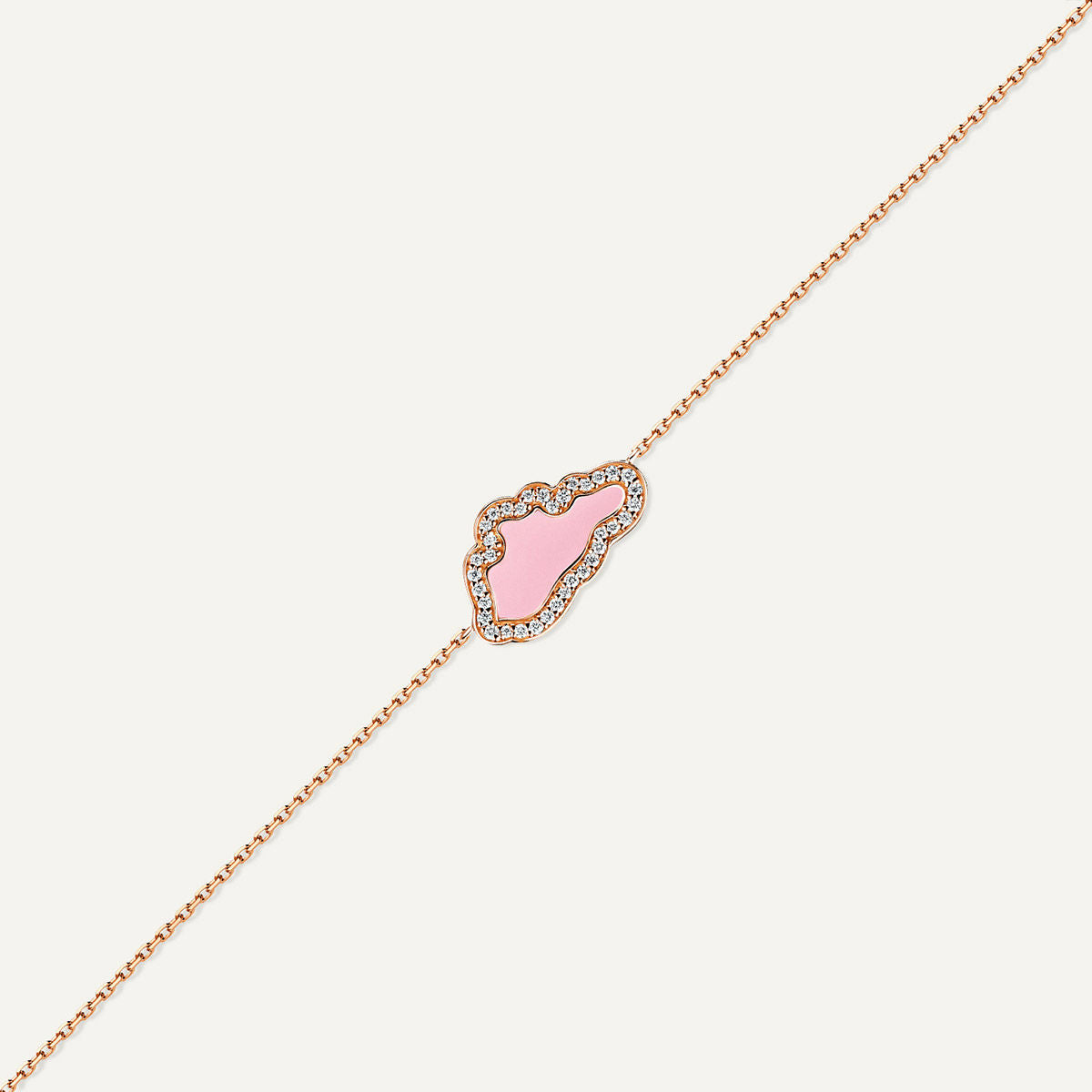 Allusia Love Pink Enamel 18K Rosegold Bracelet w. Diamonds