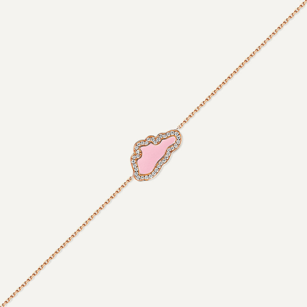 Allusia Liebe rosa Emaille 18K Rosengold Armband w. Diamanten