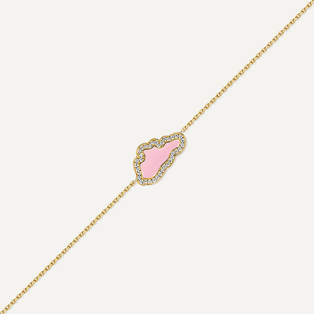 Allusia Love Pink Enamel 18K Gold Bracelet w. Diamonds