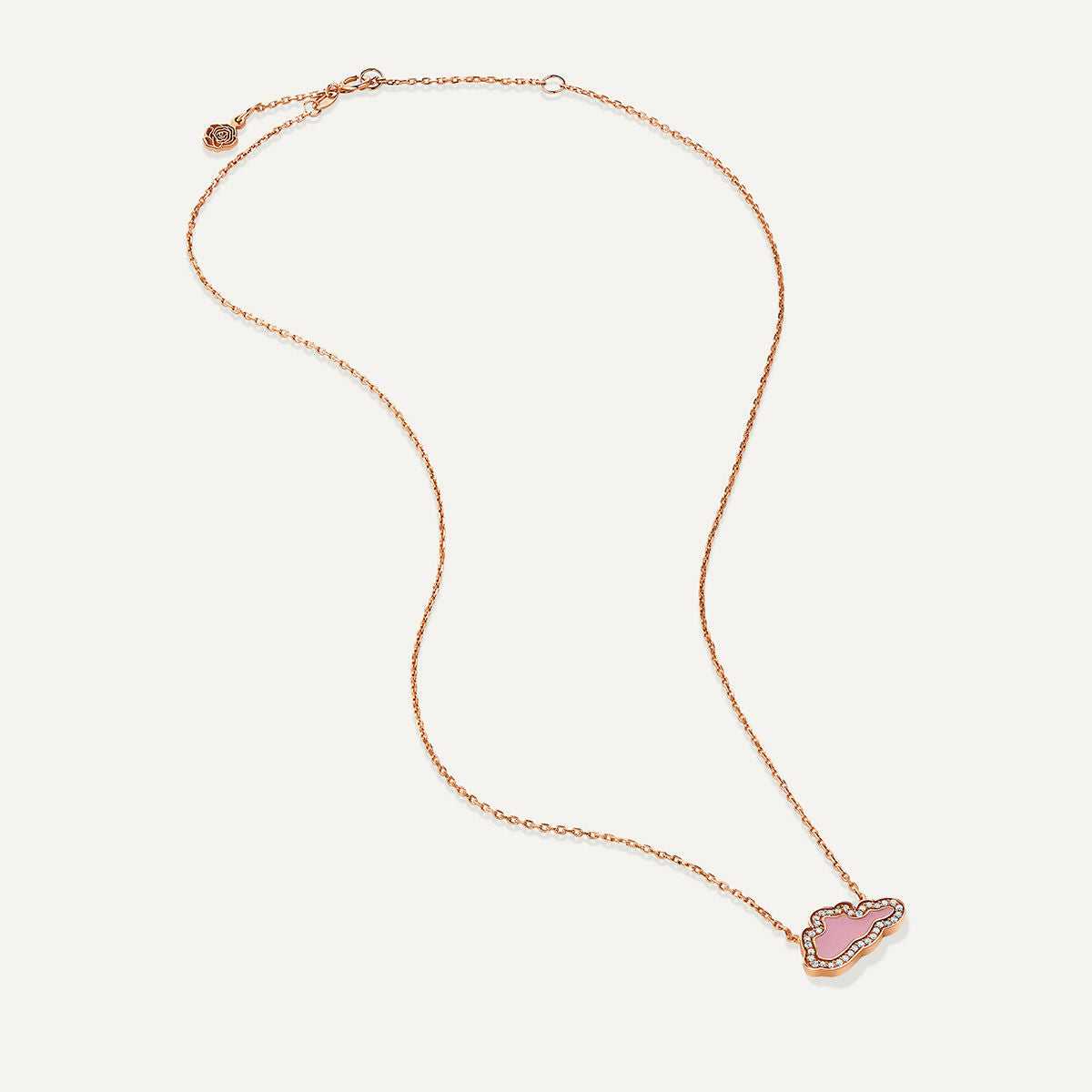 Allusia Love Pink Emalje 18K Rosaguld Halskæde m. Diamanter
