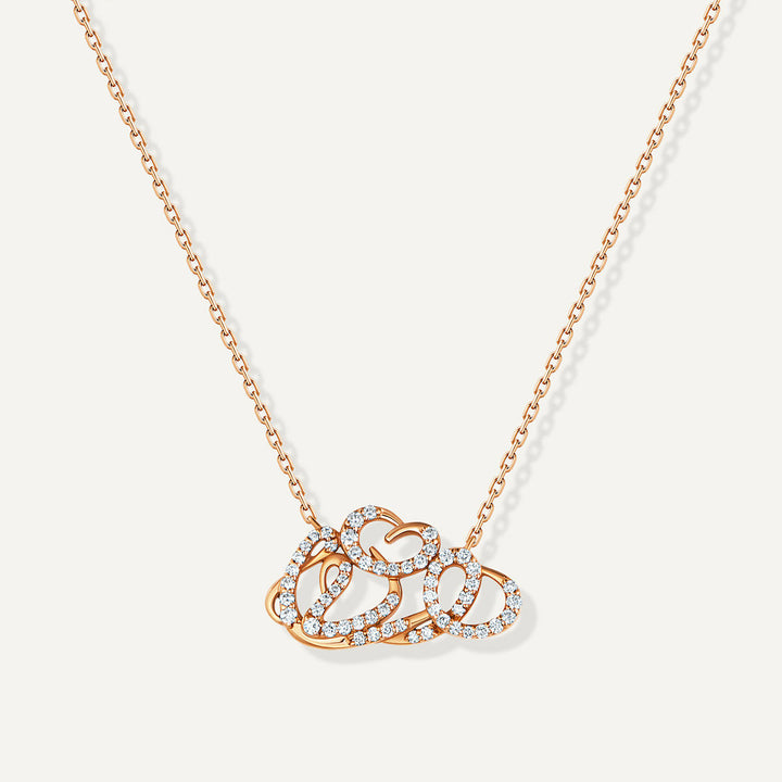 Allusia Love Detailed 18K Rosaguld Halskæde m. Diamanter