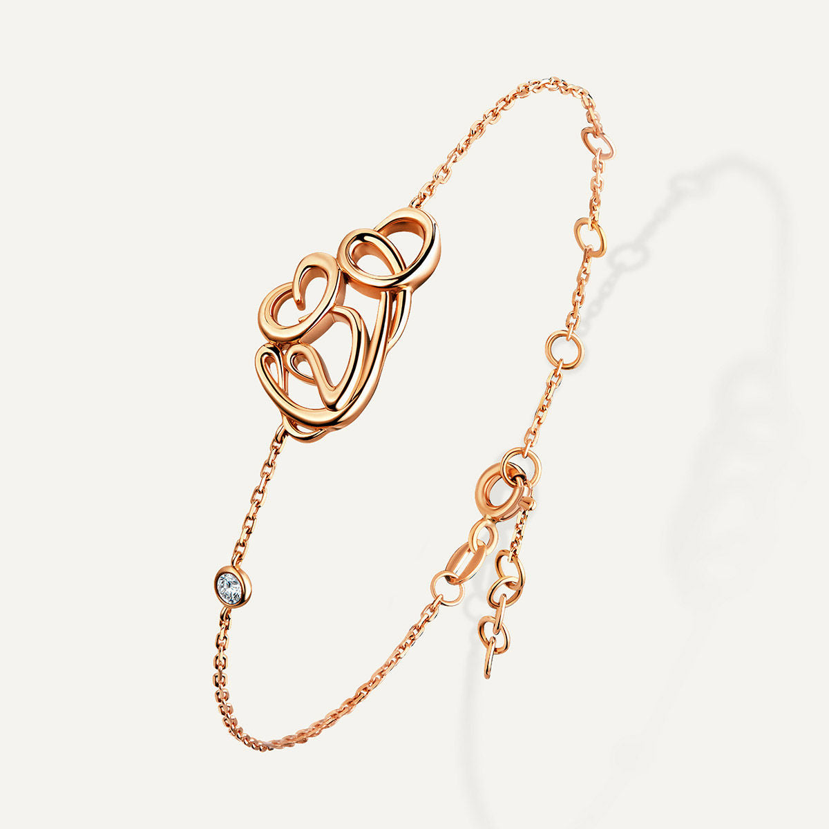 Allusia Liebe detailliert 18K Rosengold Armband w. Diamant