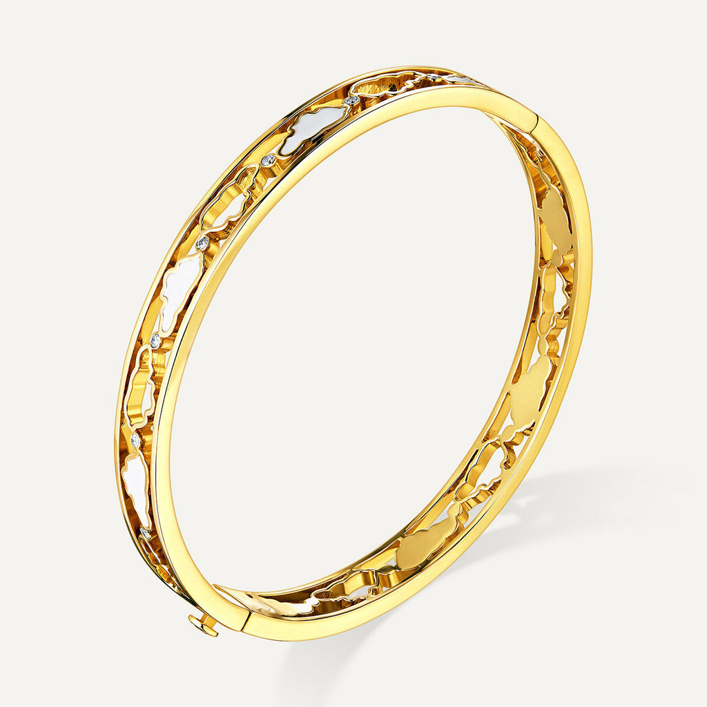 Allusia Love Enamel 18K Gold Bangle w. Diamonds