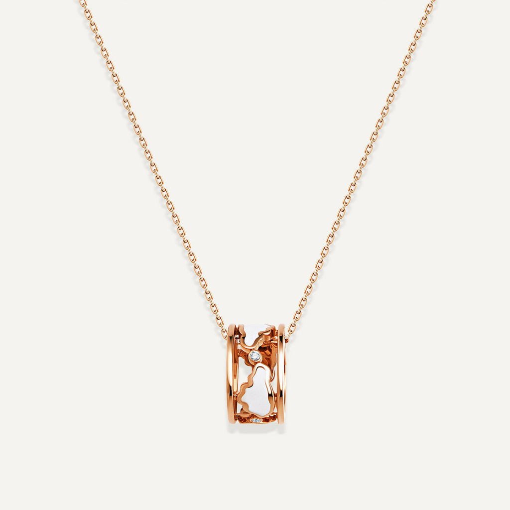 Allusia Love Enamel Band 18K Rosegold Necklace w. Diamonds