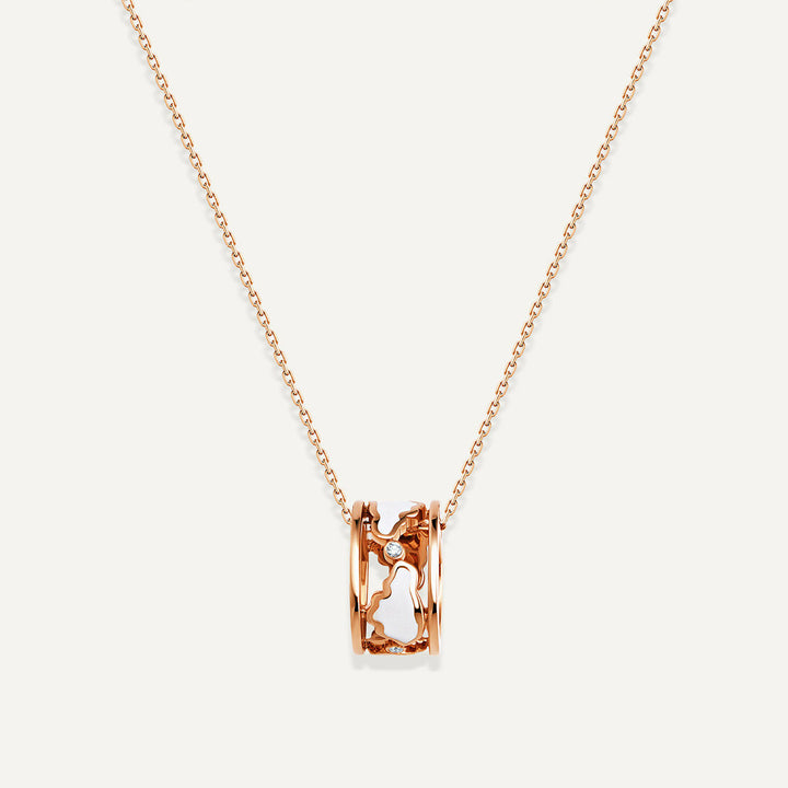 Allusia Love Emalje 18K Rosaguld Halskæde m. Diamanter