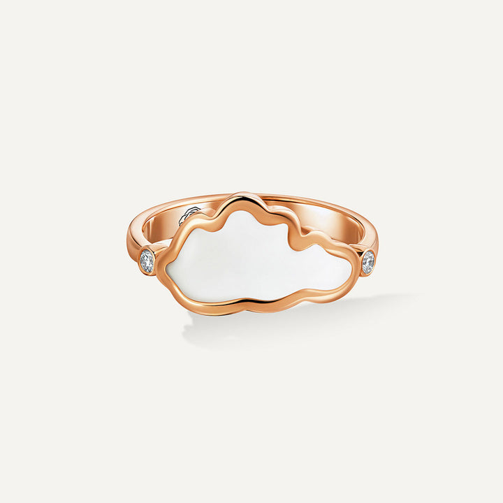 Allusia Love Hvid Emalje 18K Rosaguld Ring m. Diamanter