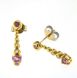 Bubble 18K Gold Ohrringe w. Diamanten & Pink Saphir