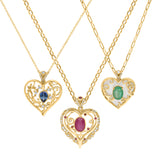 Elixir Heart 18K Gold Necklace w. Sapphire & Diamonds