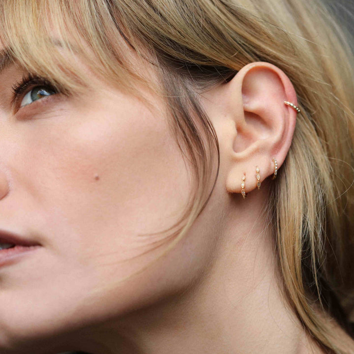 Gina Mini 18K Gold Hoop w. Diamonds