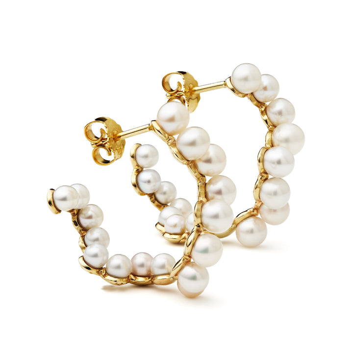 Curves 11 Gold Hoops w. Pearls
