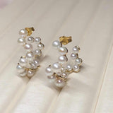 Curves 11 Gold Hoops w. Pearls