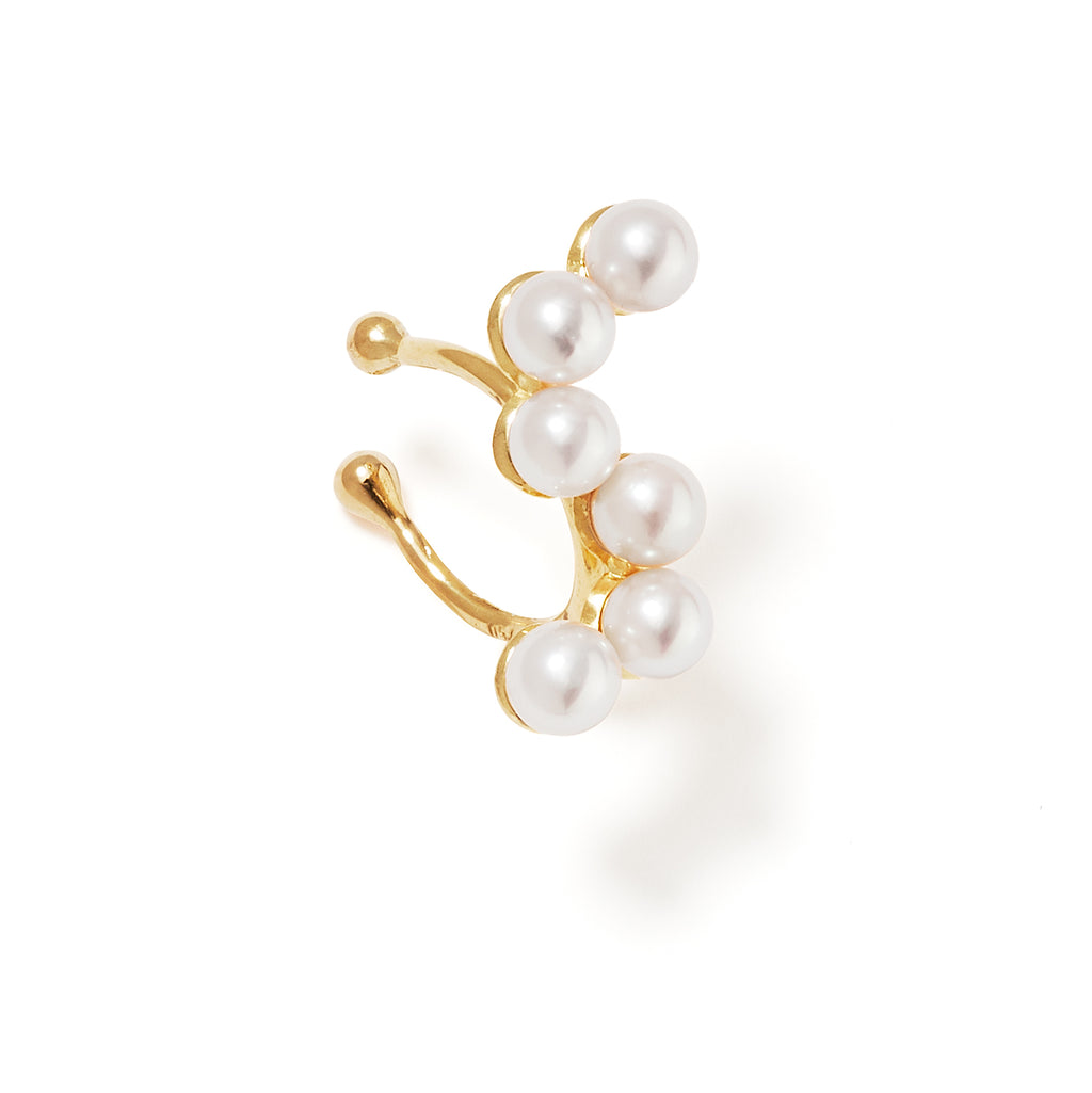 Curves 9K guld Ear Cuff m. perler