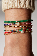 Capri Gold Plated Bracelet w. Mixed Coloured Beads & Freshwater Pearl