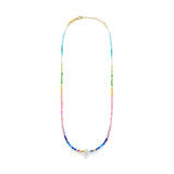 Capri Gold Plated Necklace w. Mixed Coloured Beads