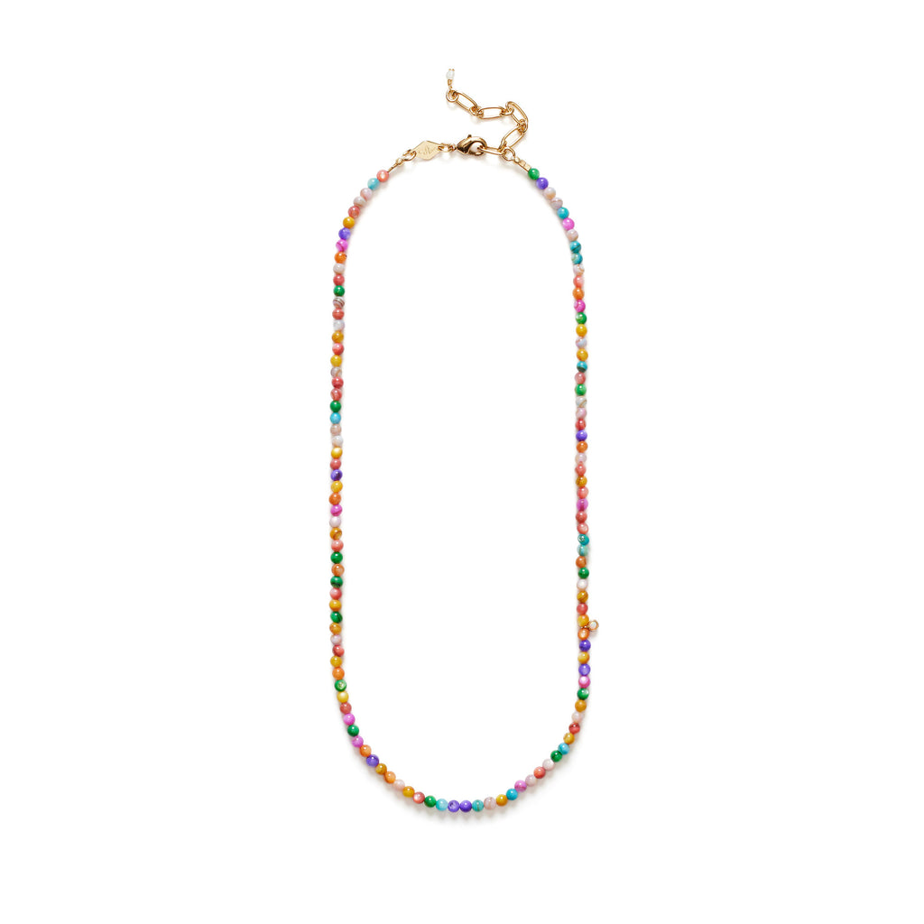 Carnival Gold Plated Necklace w. Mixed Coloured Beads