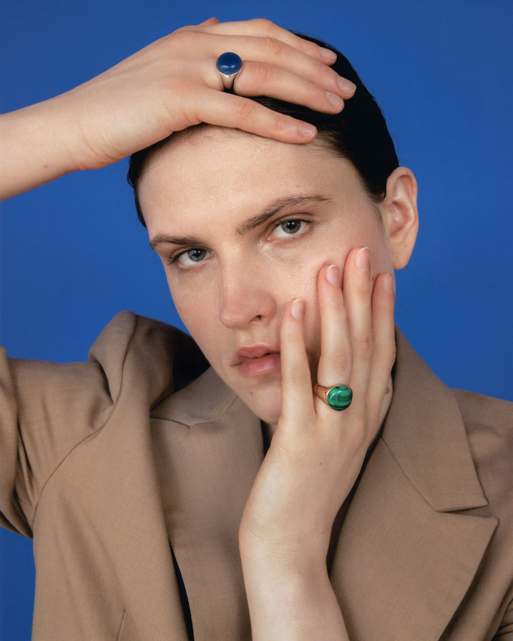 Figura Gold Plated Ring w. Malachite