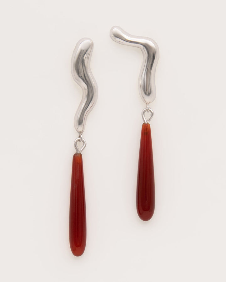 Urutu Silver Earrings w. Carnelians