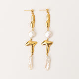 Amuleto Forgyldte Øreringe m. Biwa Perler