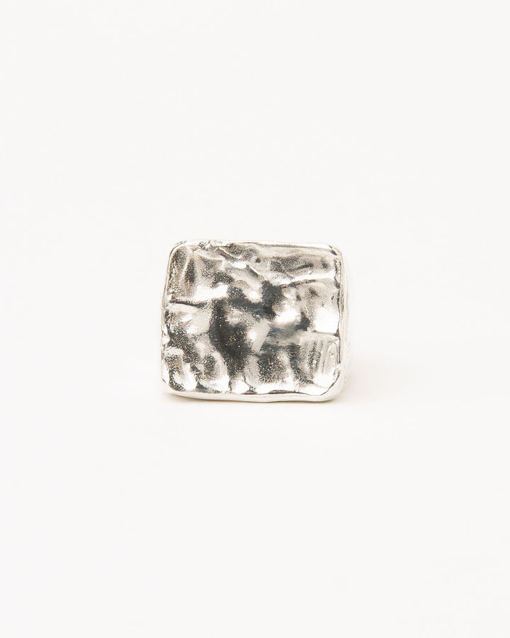 Areia Rectangular Silver Signet Ring