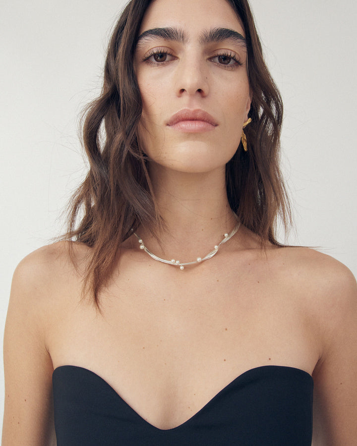 Ramo Silver Choker w. Freshwater Pearls