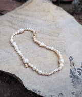 Elysia Cascade 14k Gold Necklace w. Pearls